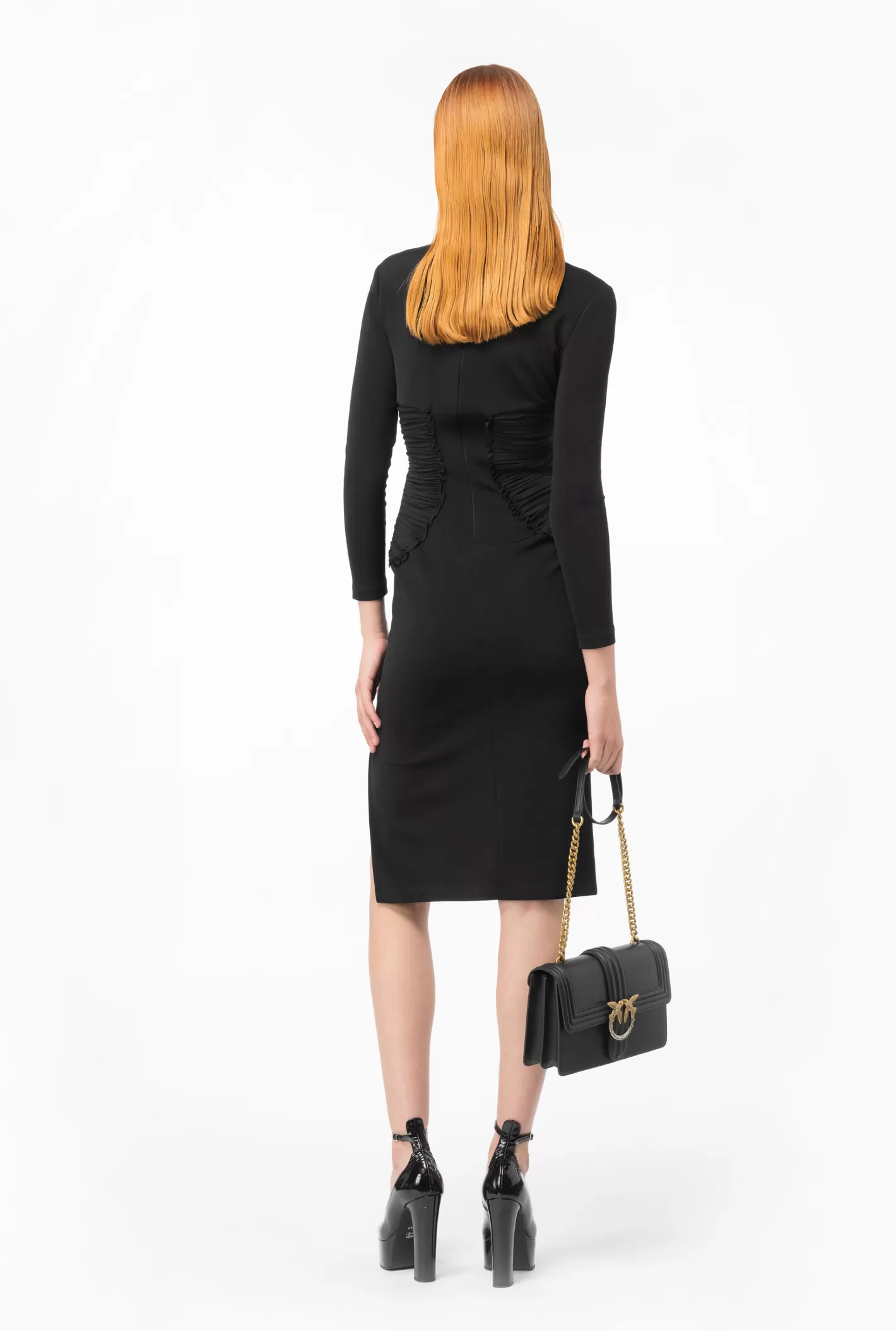 Pinko Abito aderente con dettagli in georgette NERO LIMOUSINE Outlet
