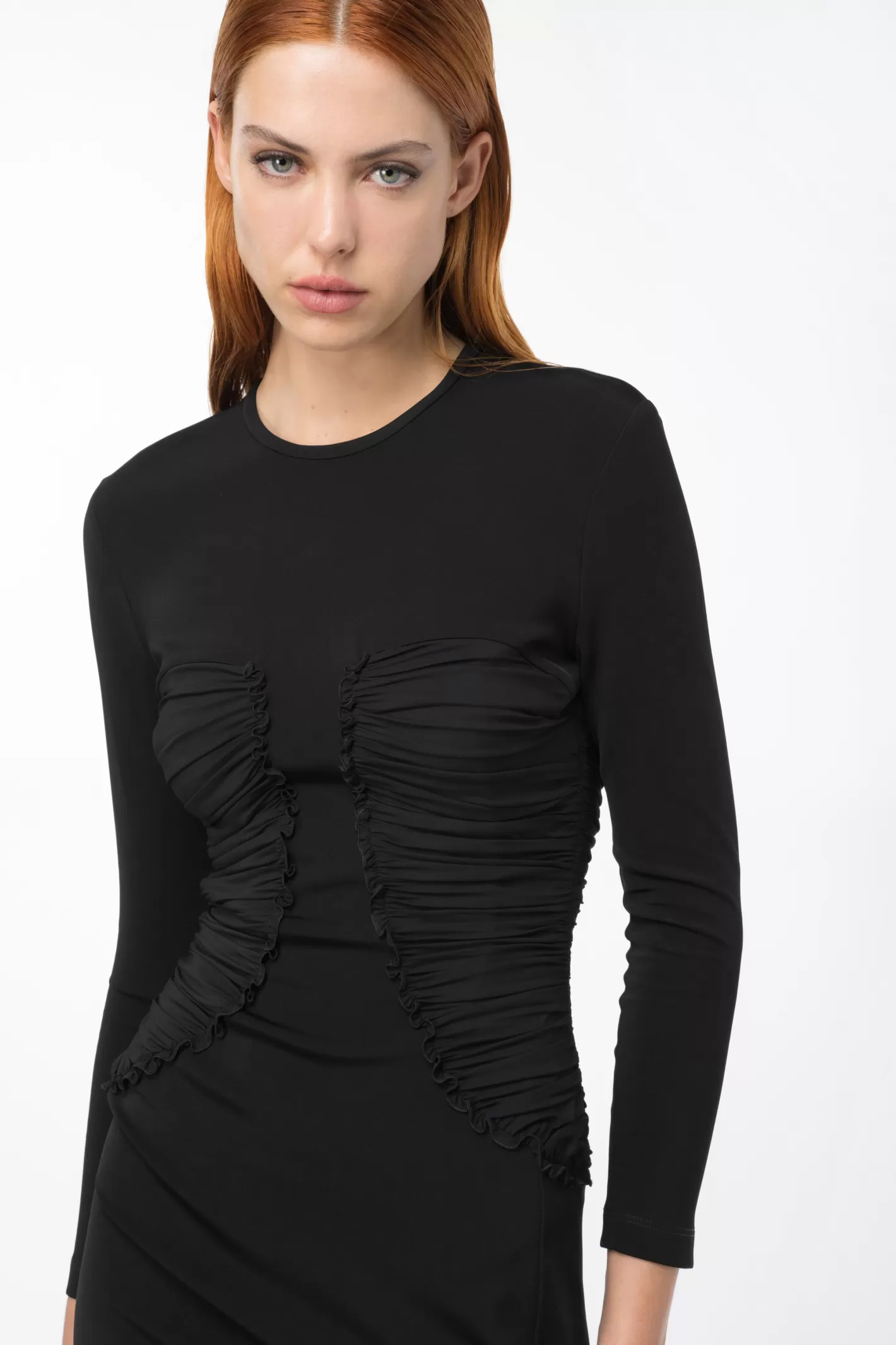 Pinko Abito aderente con dettagli in georgette NERO LIMOUSINE Outlet