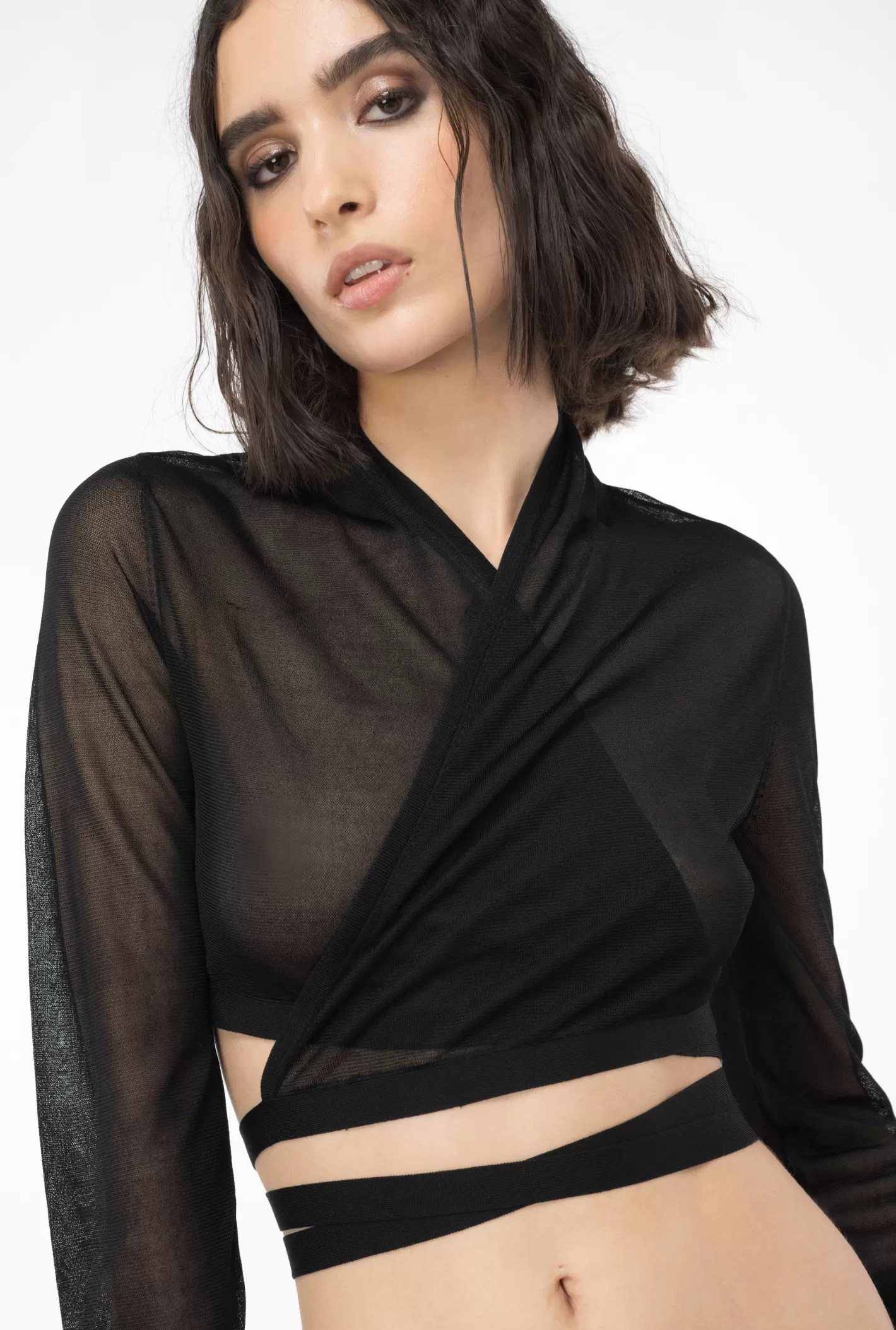 Pinko Cardigan corto effetto velo Reimagine by Patrick McDowell NERO LIMOUSINE Store