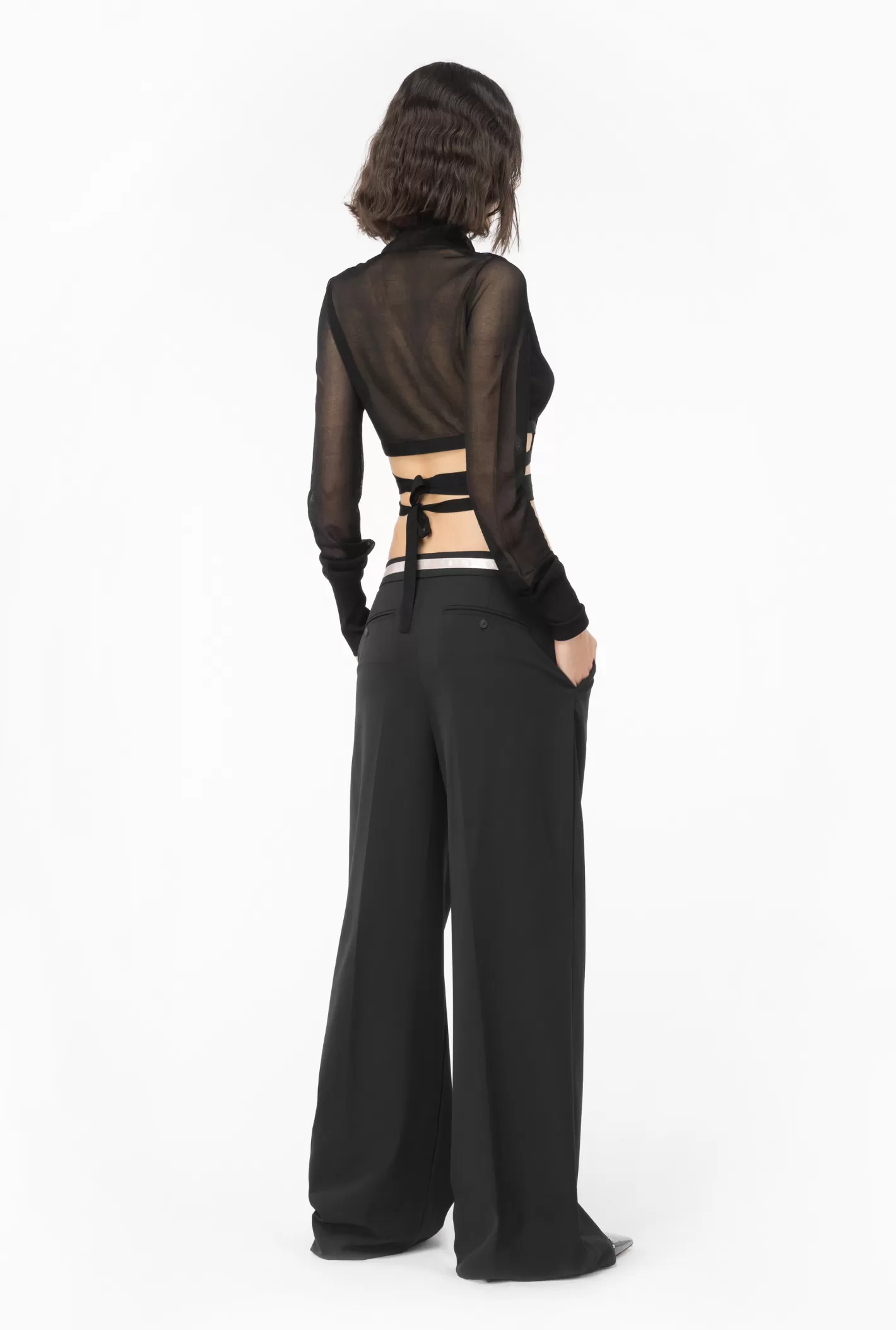 Pinko Cardigan corto effetto velo Reimagine by Patrick McDowell NERO LIMOUSINE Store
