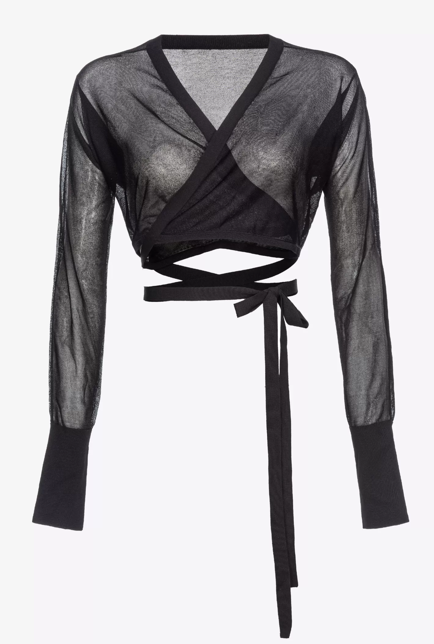 Pinko Cardigan corto effetto velo Reimagine by Patrick McDowell NERO LIMOUSINE Store
