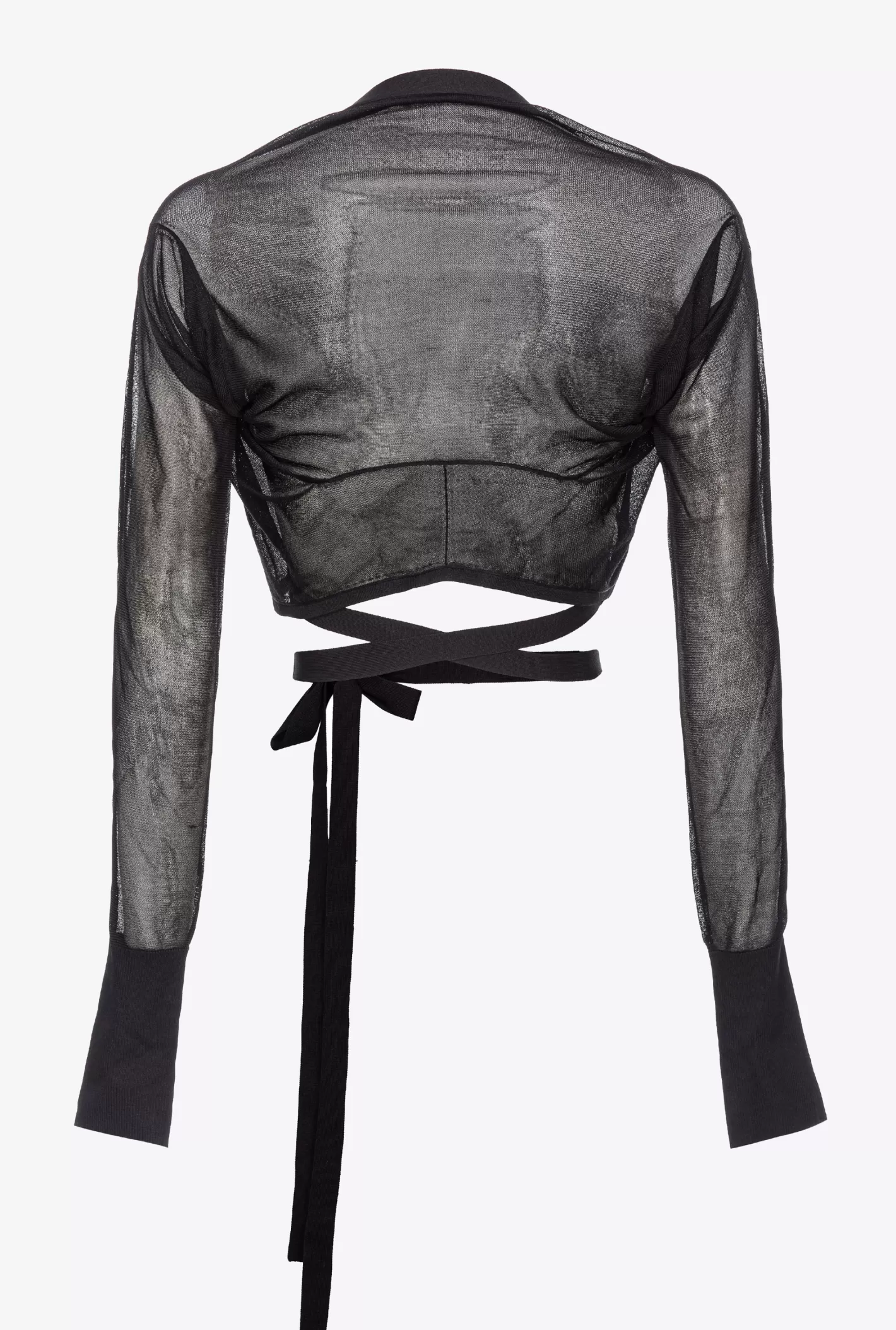Pinko Cardigan corto effetto velo Reimagine by Patrick McDowell NERO LIMOUSINE Store