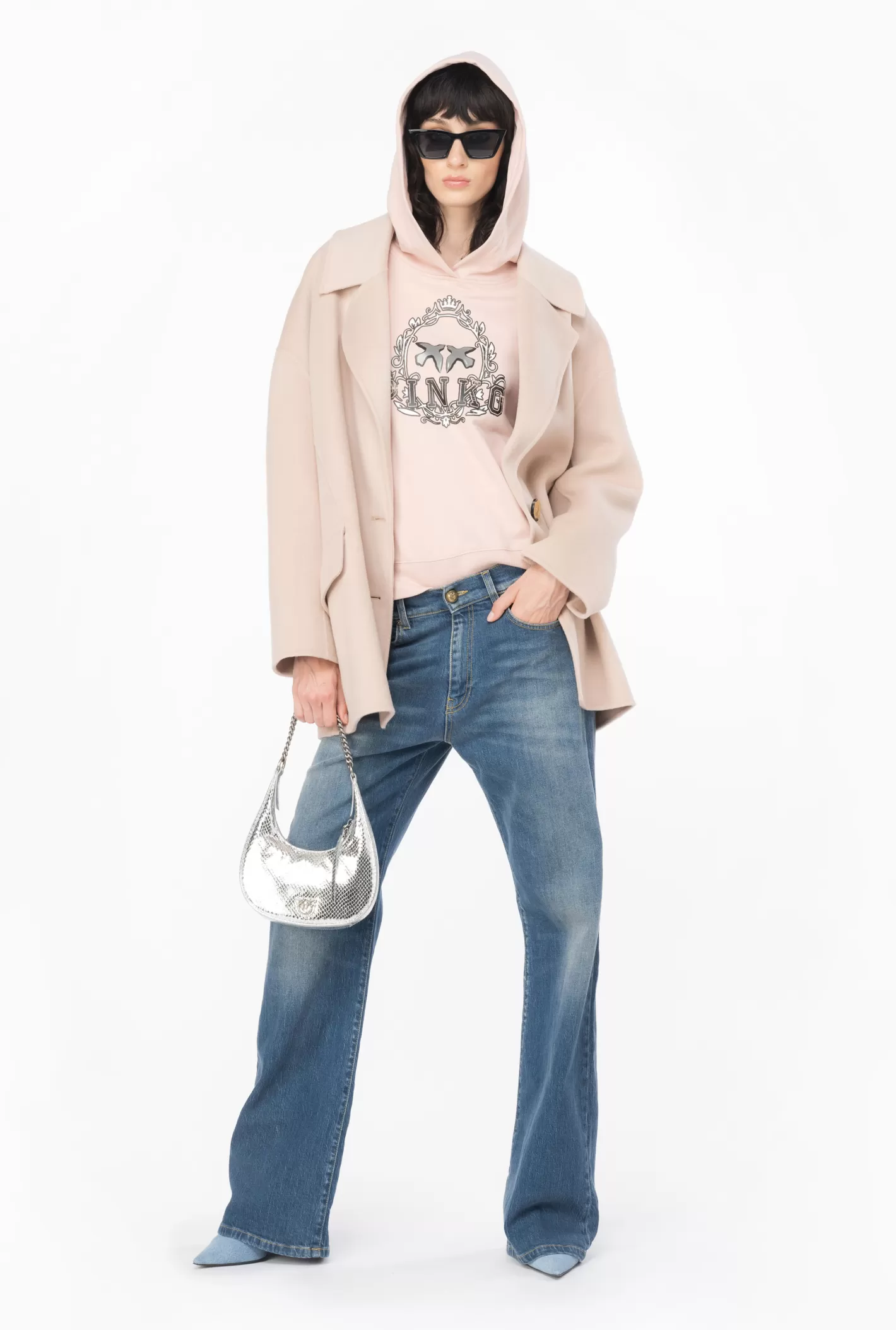 Pinko Felpa con cappuccio e stampa Vintage Frame NUVOLA DI ROSA Best