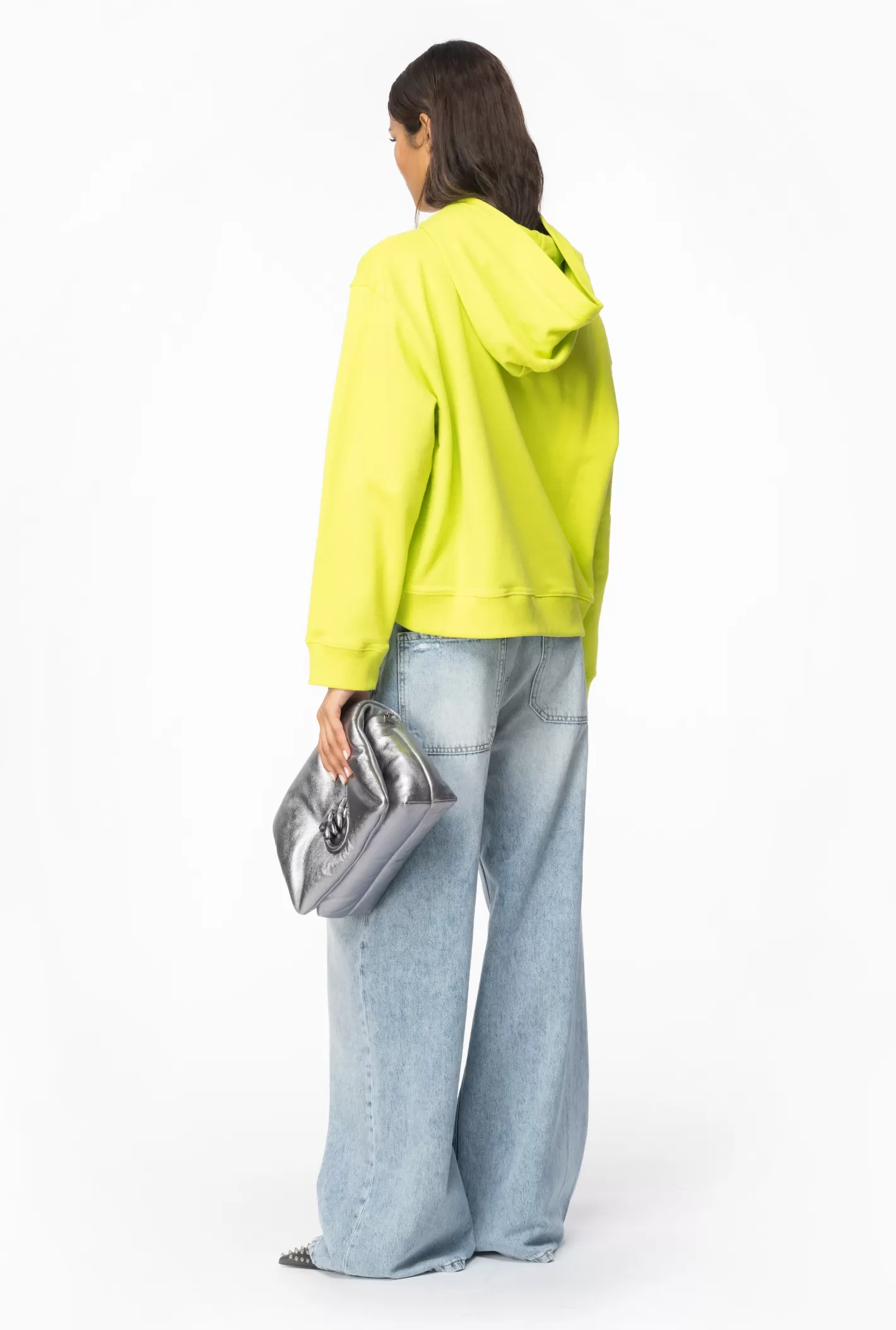 Pinko Felpa con cappuccio e stampa Vintage Frame GIALLO  LIME Cheap