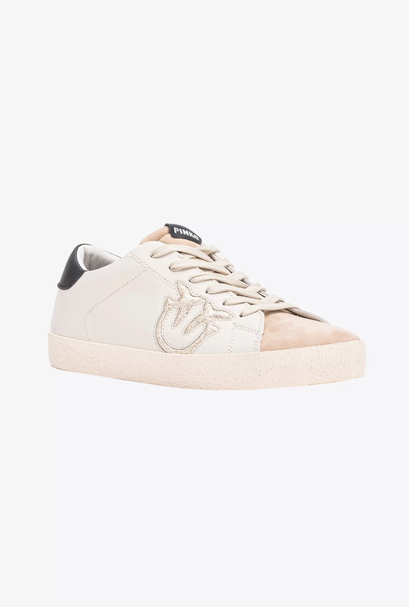 Pinko Flat sneakers vintage logo BEIGE/NERO/ORO New