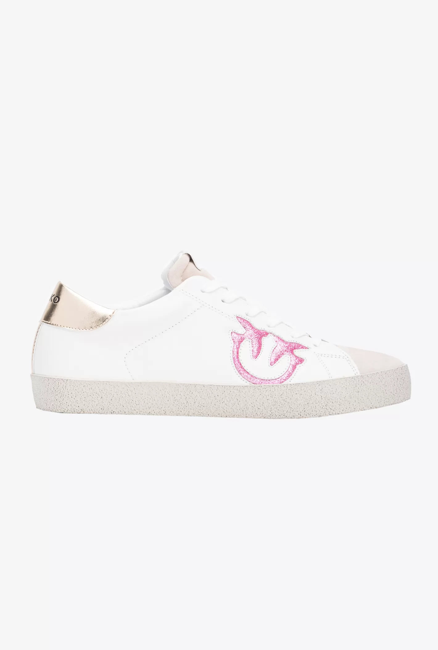 Pinko Flat sneakers vintage logo OFF WHITE/BEIGE/ROSA Online