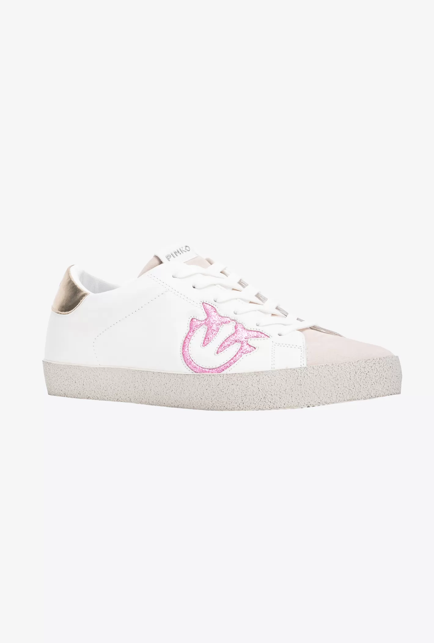 Pinko Flat sneakers vintage logo OFF WHITE/BEIGE/ROSA Online