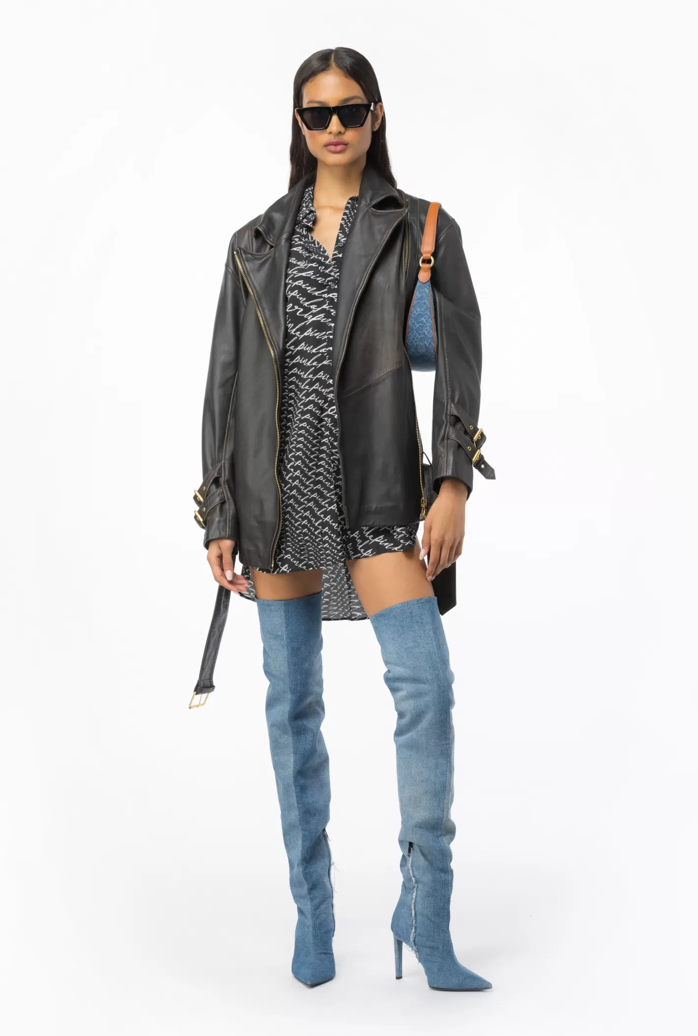 Pinko Giacca in pelle effetto vintage MARRONE VINTAGE Cheap
