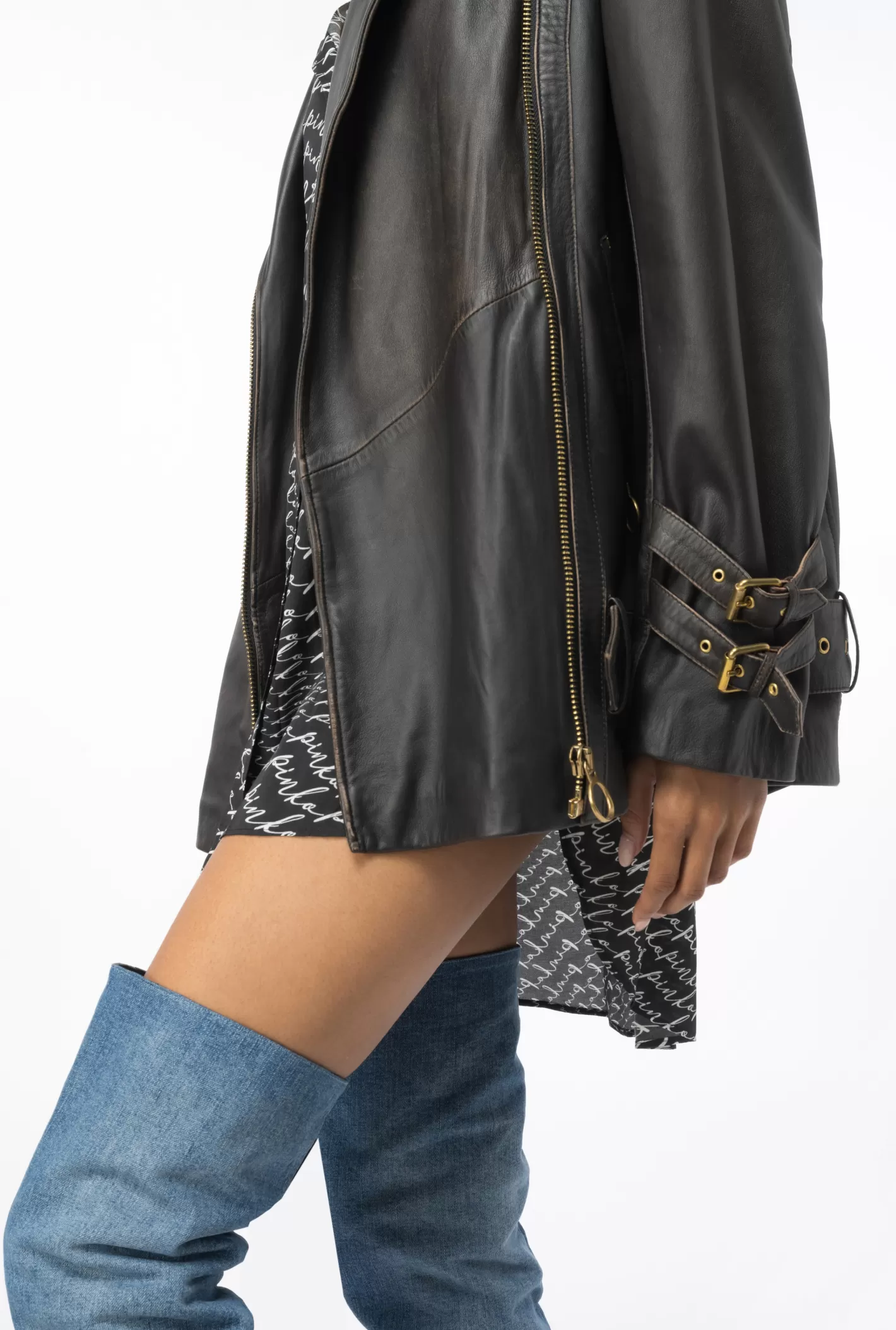 Pinko Giacca in pelle effetto vintage MARRONE VINTAGE Cheap
