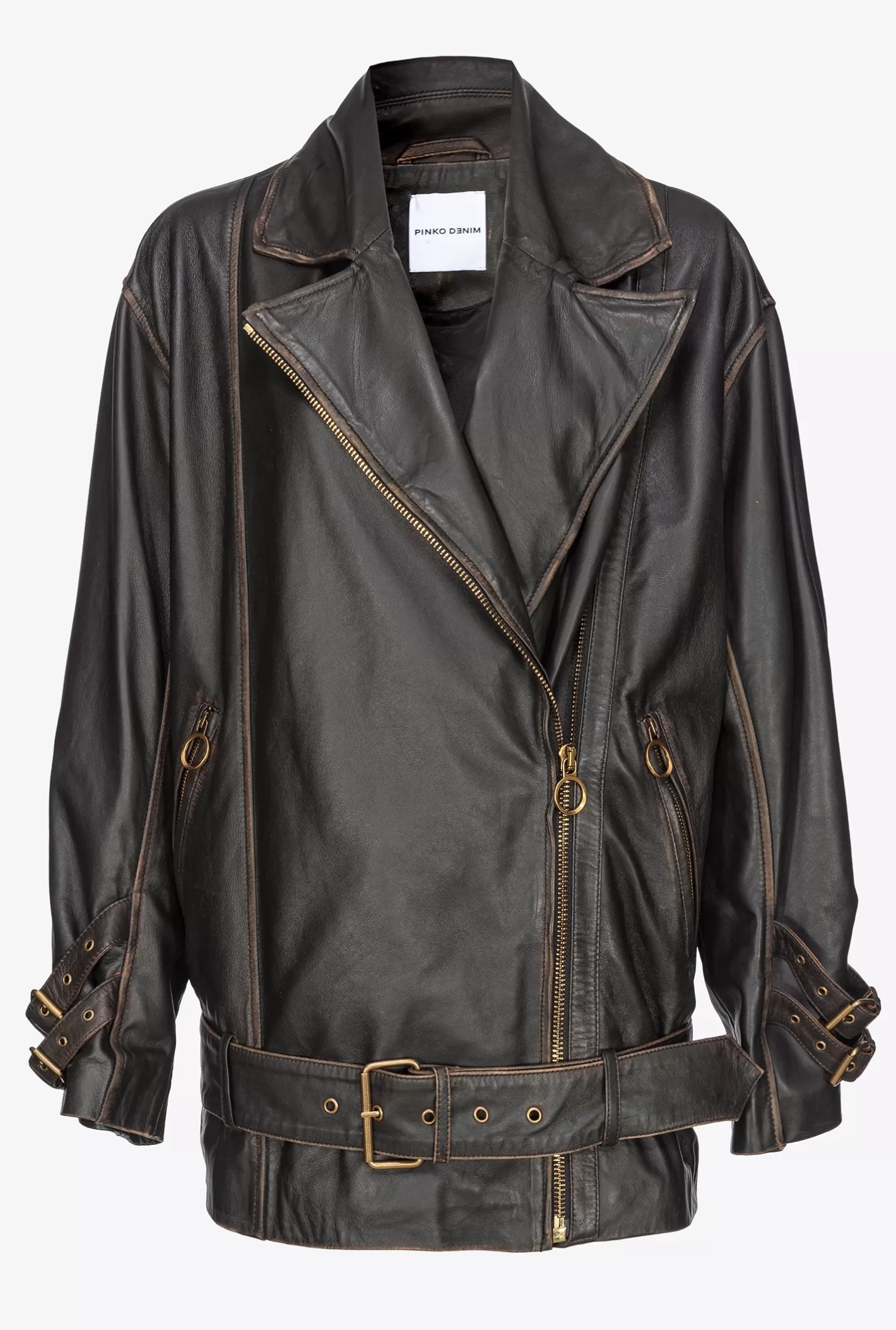 Pinko Giacca in pelle effetto vintage MARRONE VINTAGE Cheap