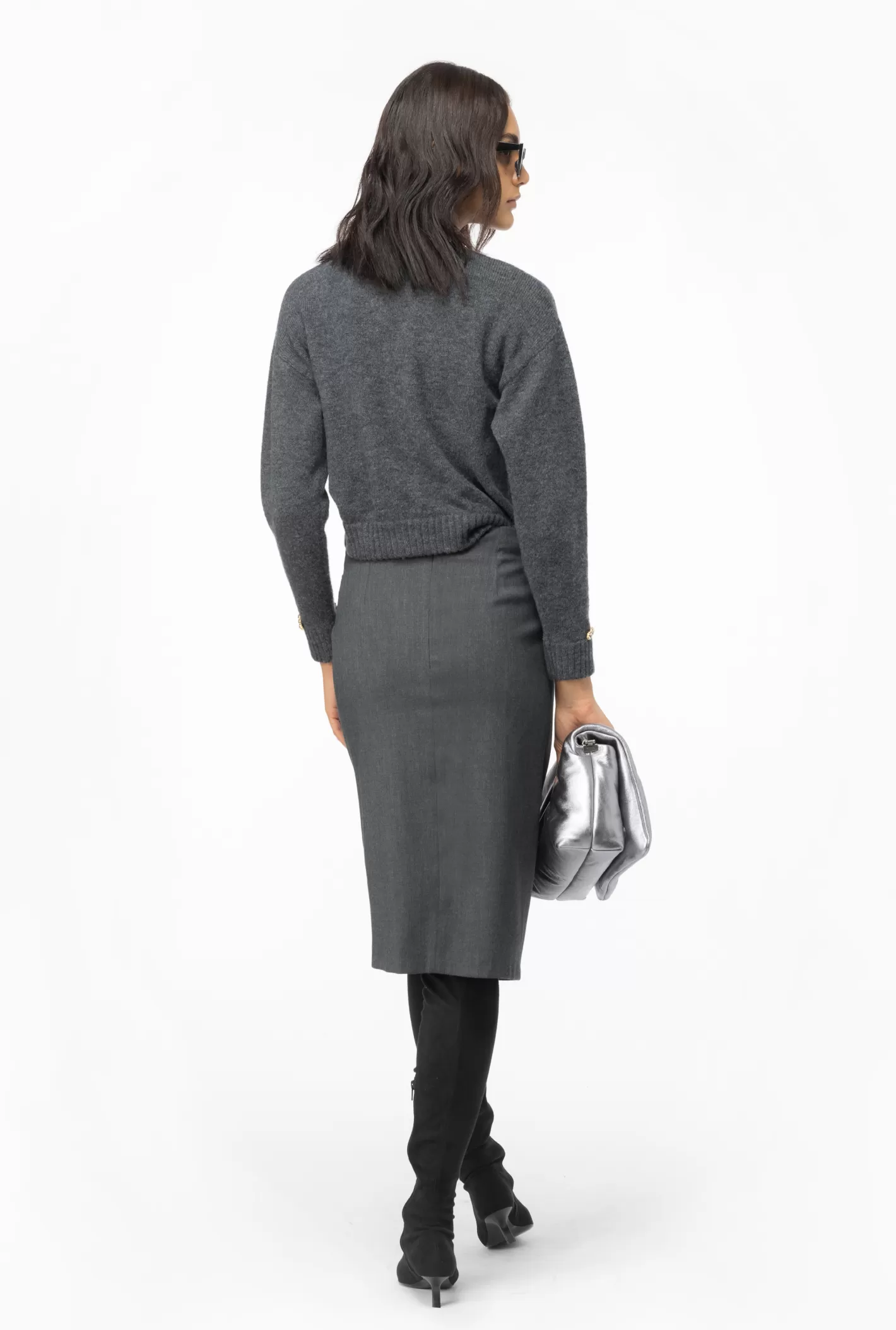 Pinko Gonna longuette con dettaglio torchon DARK GREY Sale