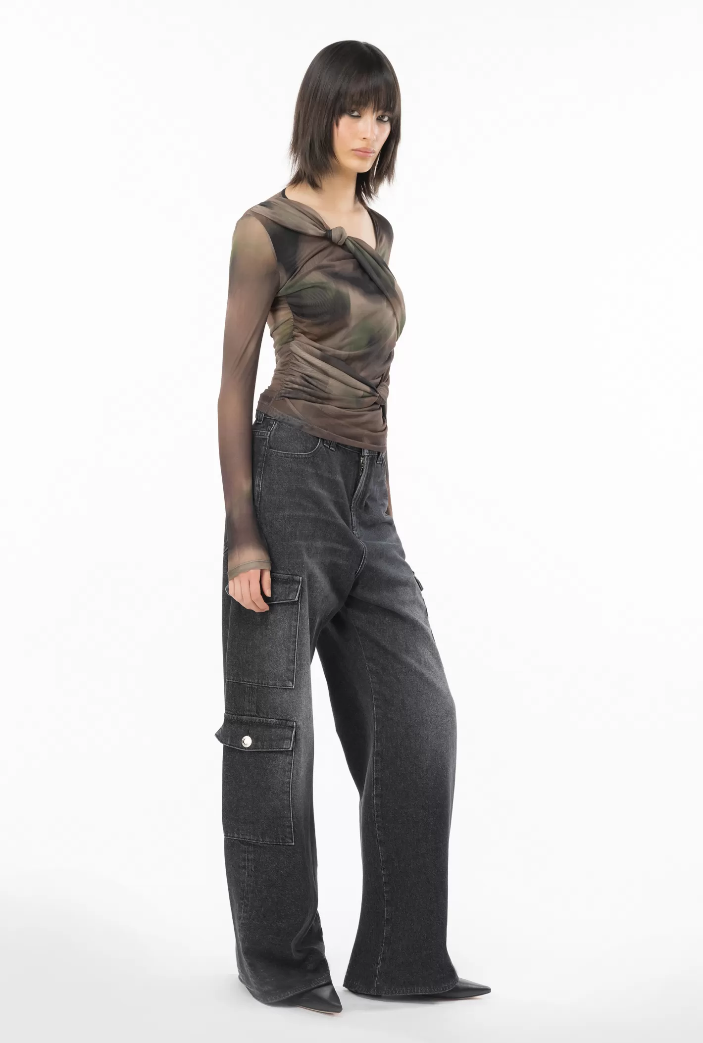 Pinko Jeans cargo denim black vintage NERO LIMOUSINE Best Sale
