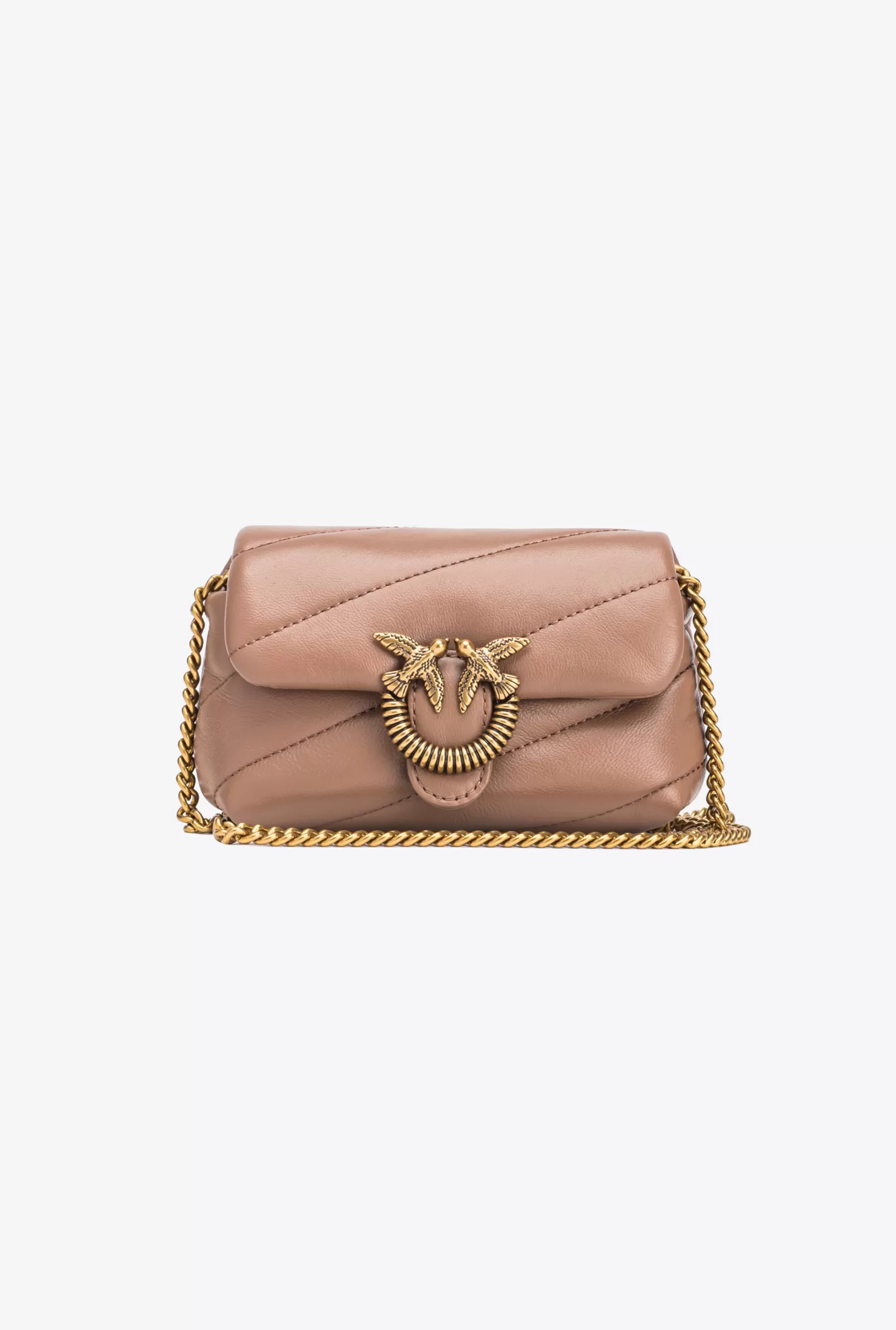 Pinko Micro Love Bag Puff Maxi Quilt con fibbia torchon BISCOTTO ZENZERO-ANTIQUE GOLD Cheap