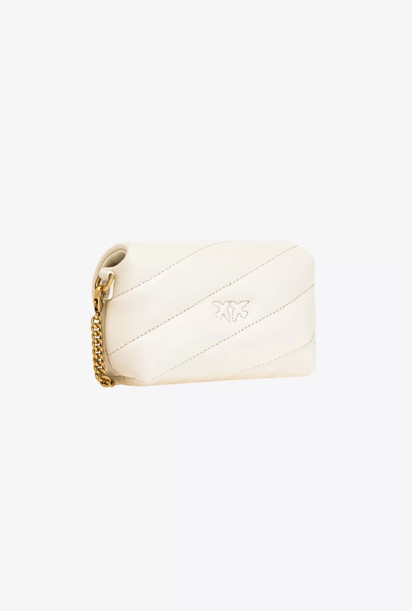Pinko Micro Love Bag Puff Maxi Quilt con fibbia torchon BIANCO+BANCO-ANTIQUE GOLD Shop