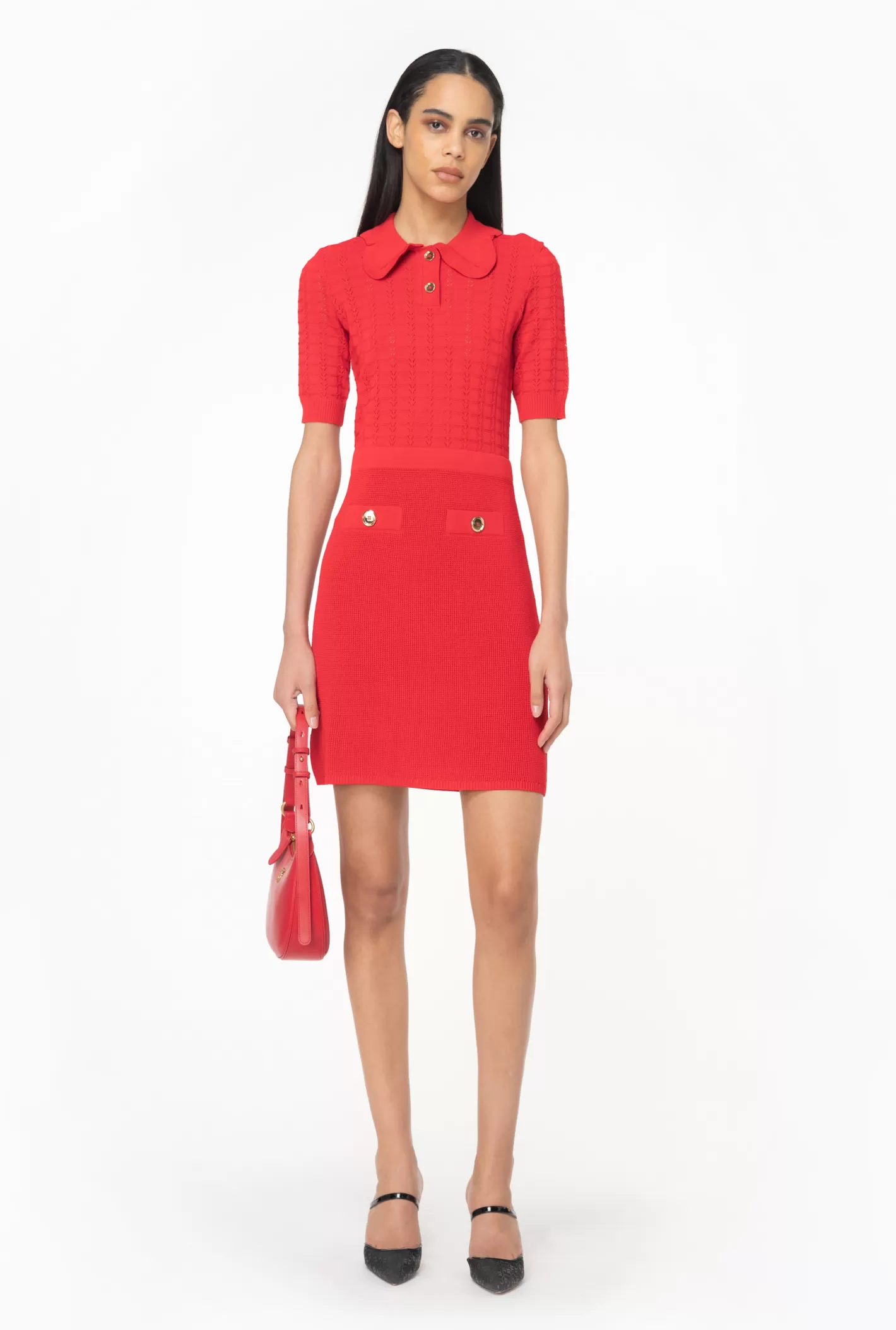 Pinko Mini abito in maglia punto ventaglio ROSSO FORMULA1 Hot