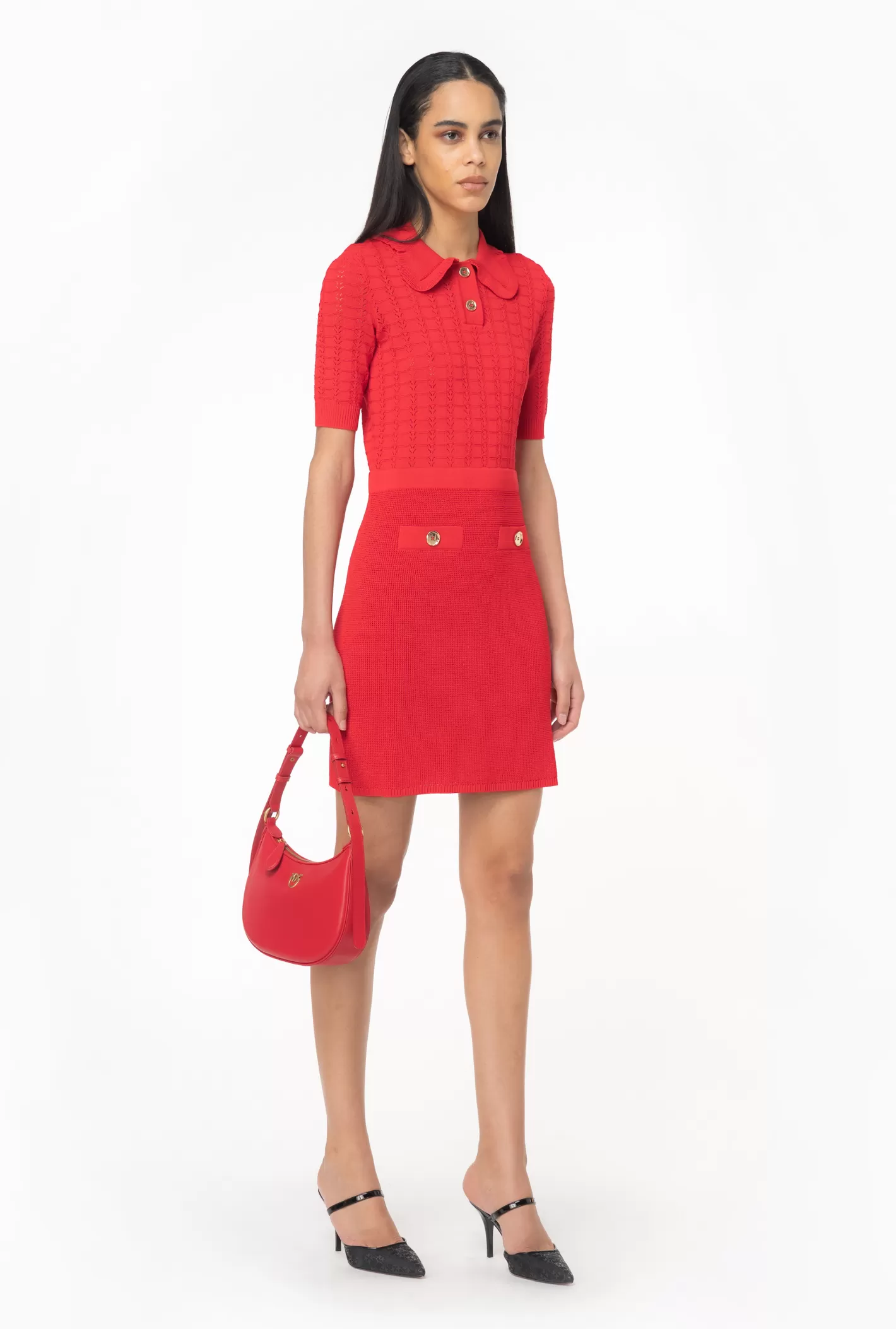 Pinko Mini abito in maglia punto ventaglio ROSSO FORMULA1 Hot