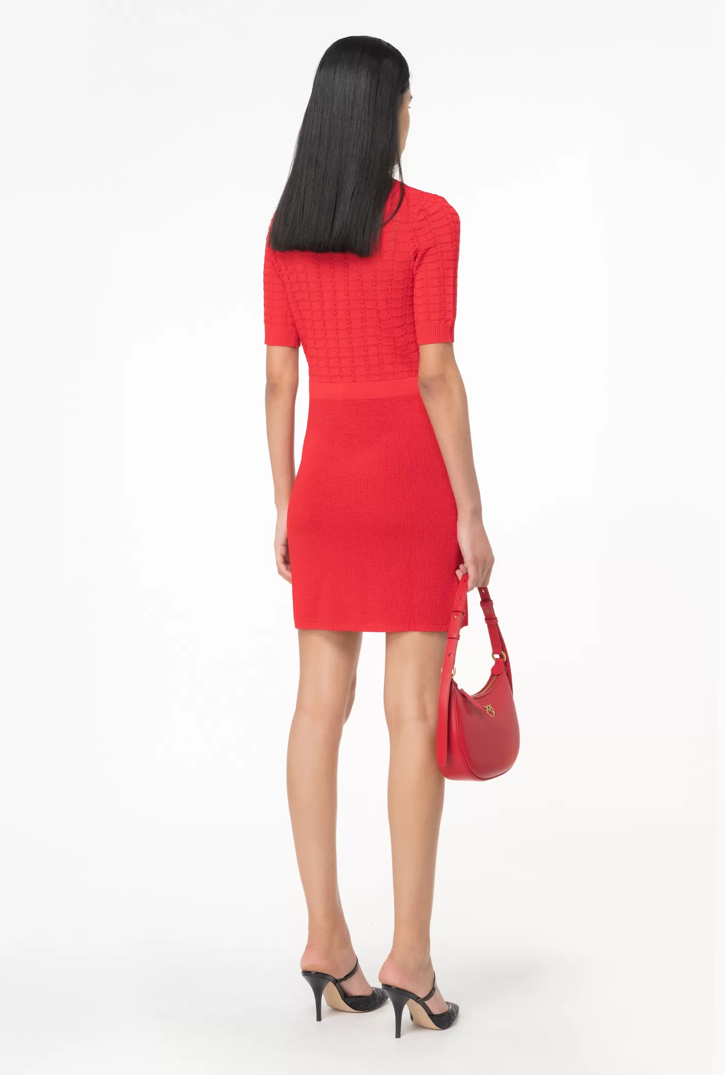 Pinko Mini abito in maglia punto ventaglio ROSSO FORMULA1 Hot