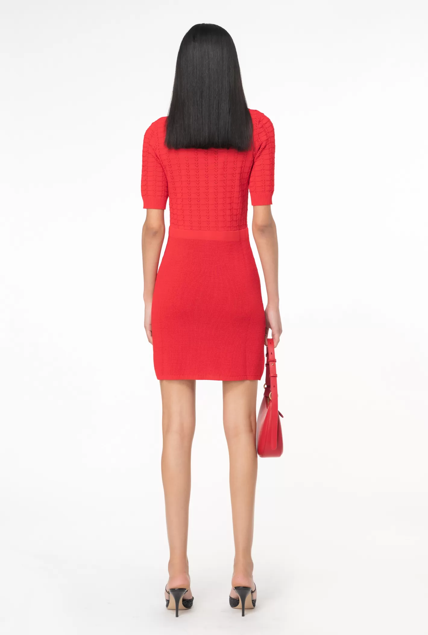 Pinko Mini abito in maglia punto ventaglio ROSSO FORMULA1 Hot