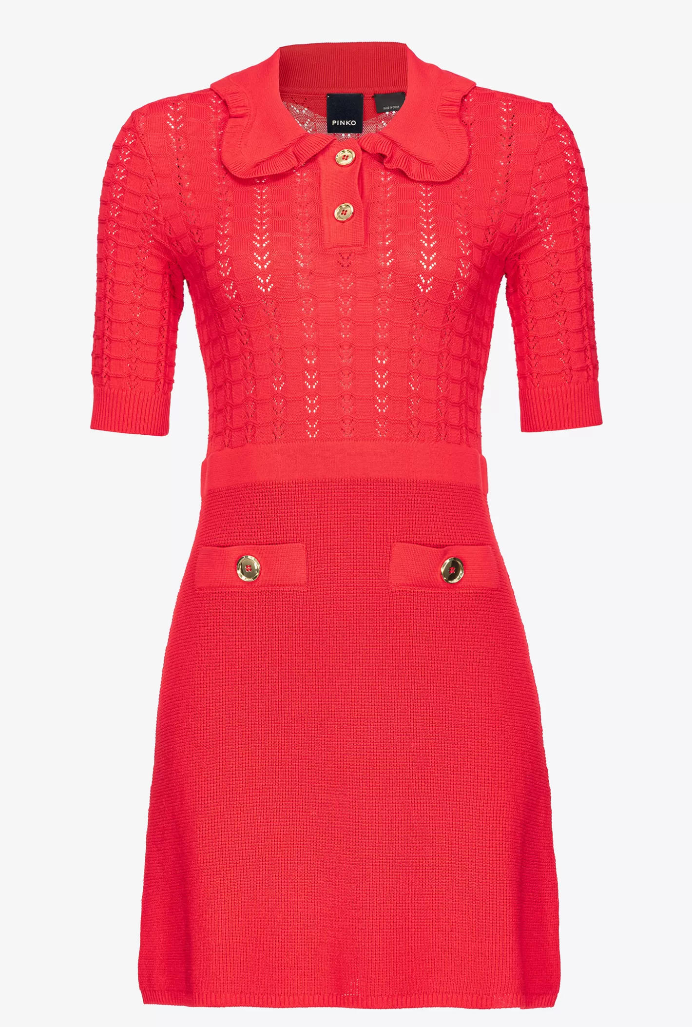 Pinko Mini abito in maglia punto ventaglio ROSSO FORMULA1 Hot
