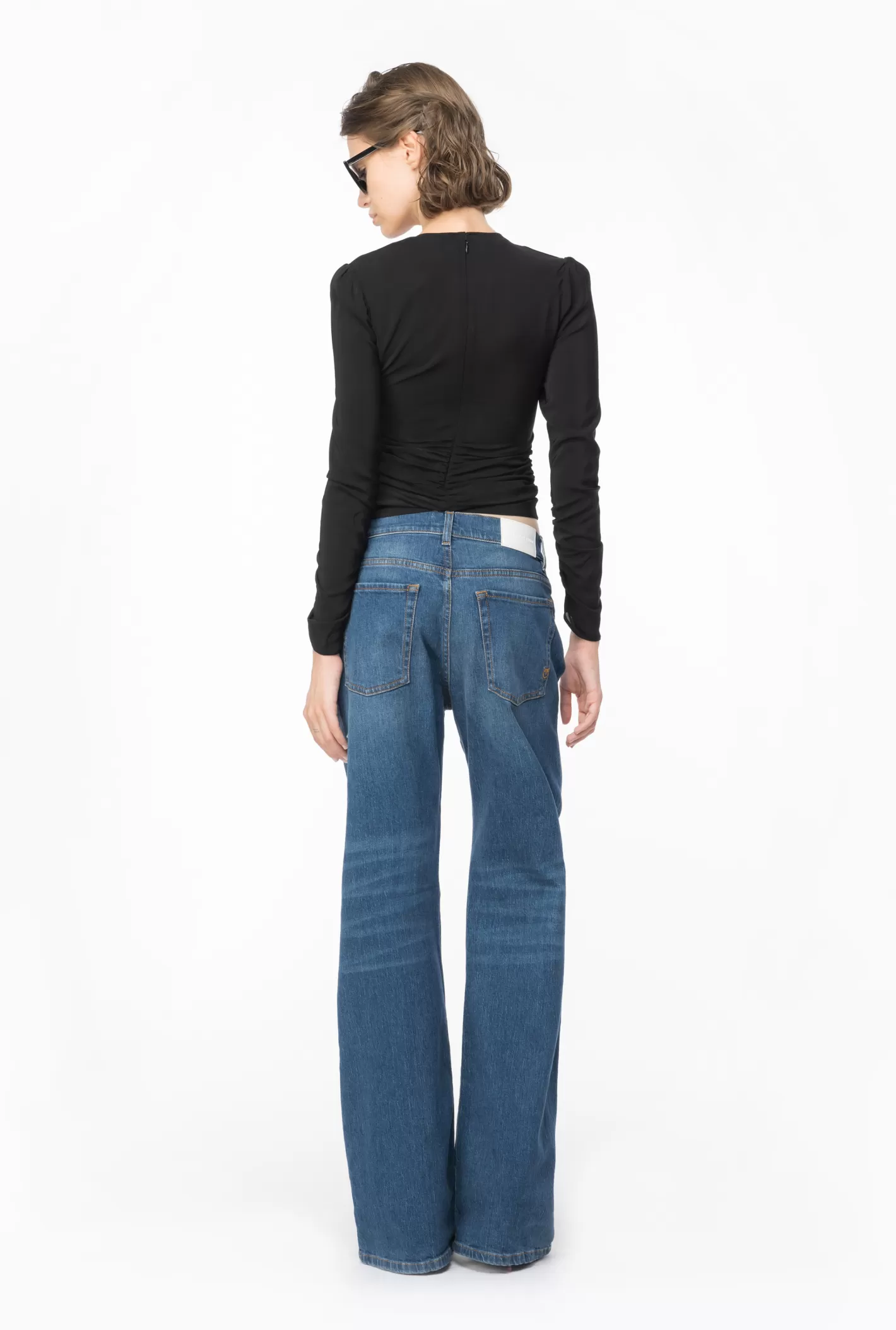 Pinko Top in georgette dettaglio torchon NERO LIMOUSINE Store