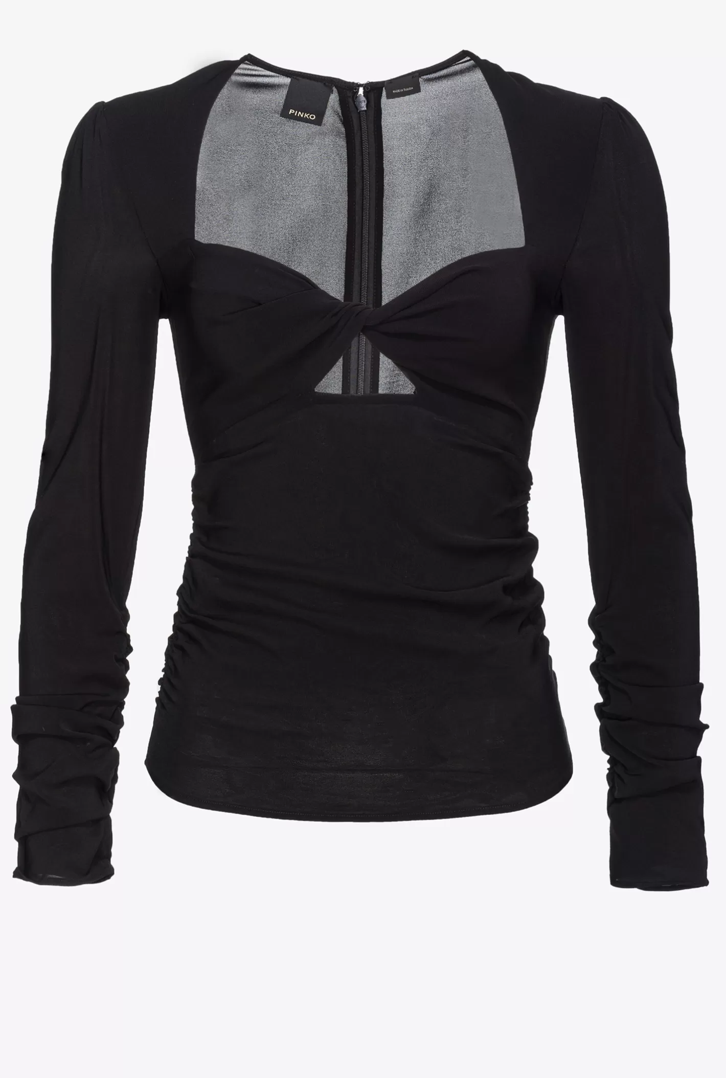 Pinko Top in georgette dettaglio torchon NERO LIMOUSINE Store