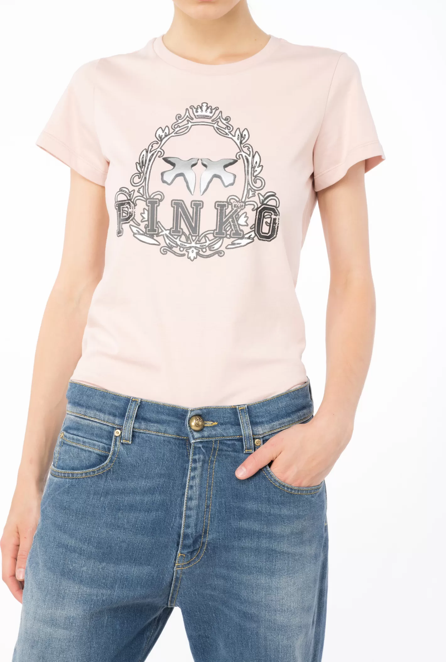 Pinko T-shirt stampa Vintage Frame NUVOLA DI ROSA New